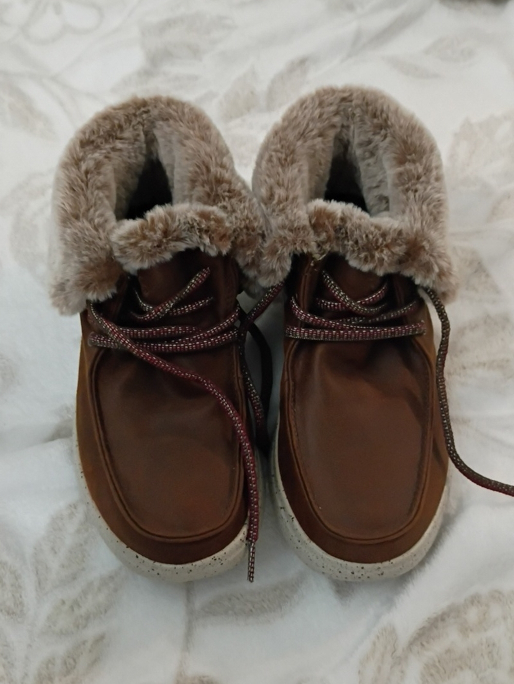 Skechers Bobs Brown Faux-Fur Lined Lace-Up Ankle Boots -Offers Welcome